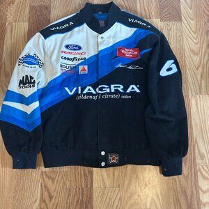 Vintage JH Design Nascar Jacket Mens Large Mark Martin #6 Roush Racing Ford Rare